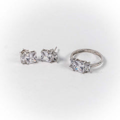 Set Bijuterii STILL Argint 925 - Pandantiv,  Inel,  Cercei, Zirconia, Marime Inel 8, Incolor