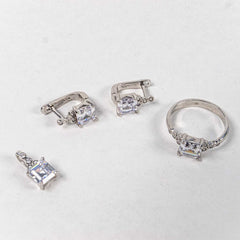 Set Bijuterii STILL Argint 925 - Pandantiv,  Inel,  Cercei, Zirconia, Marime Inel 7, Incolor