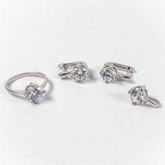 Set Bijuterii STILL Argint 925 - Pandantiv,  Inel,  Cercei, Zirconia, Marime Inel 7, Incolor
