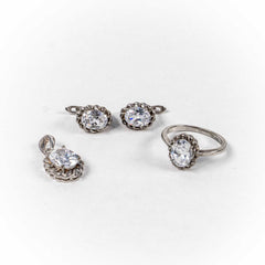 Set Bijuterii STILL Argint 925 - Pandantiv,  Inel,  Cercei, Zirconia, Marime Inel 5,5, Incolor