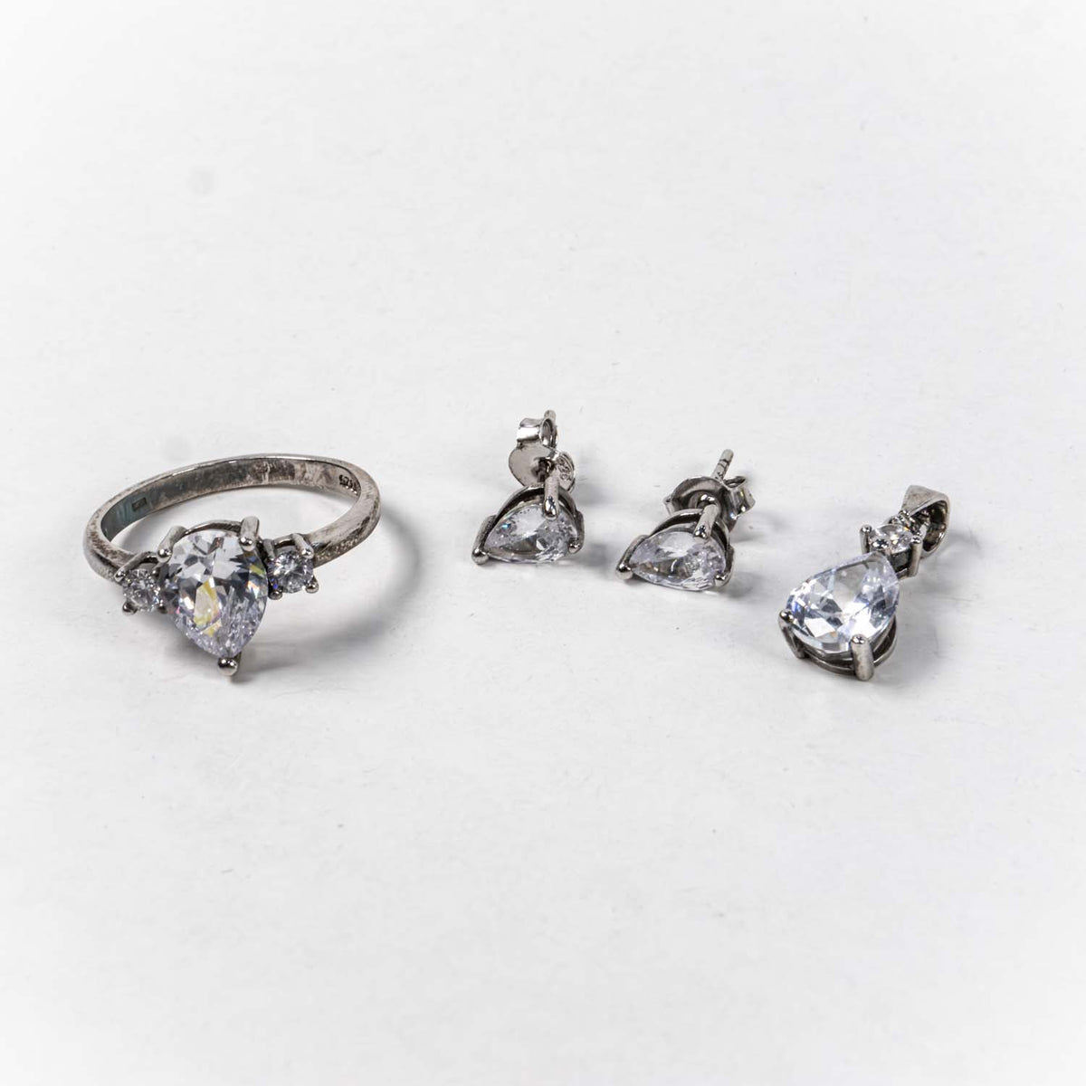 Set Bijuterii STILL Argint 925 - Pandantiv,  Inel,  Cercei, Zirconia, Marime Inel 8, Incolor