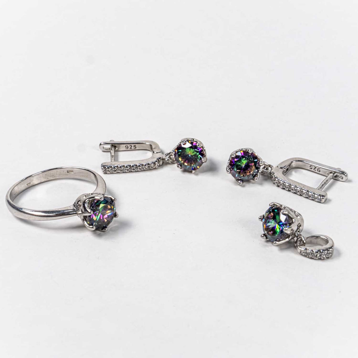 Set Bijuterii STILL Argint 925 - Pandantiv,  Inel,  Cercei, Topaz Mistic, Marime Inel 8, Multicolor