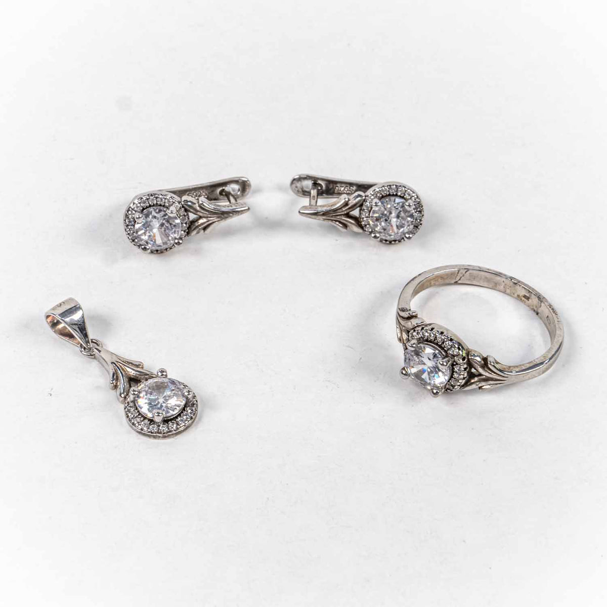 Set Bijuterii STILL Argint 925 - Pandantiv,  Inel,  Cercei, Zirconia, Marime Inel 8, Incolor