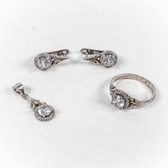 Set Bijuterii STILL Argint 925 - Pandantiv,  Inel,  Cercei, Zirconia, Marime Inel 8, Incolor