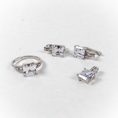 Set Bijuterii STILL Argint 925 - Pandantiv,  Inel,  Cercei, Zirconia, Marime Inel 7, Incolor