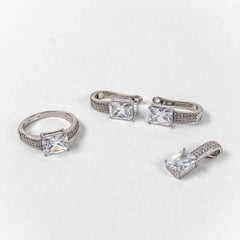 Set Bijuterii STILL Argint 925 - Pandantiv,  Inel,  Cercei, Zirconia, Marime Inel 7, Incolor