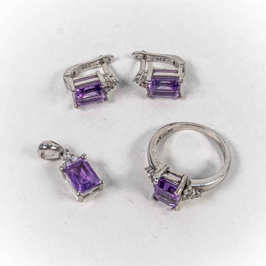 Set Bijuterii STILL Argint 925 - Pandantiv,  Inel,  Cercei, Zirconia, Marime Inel 6, Incolor