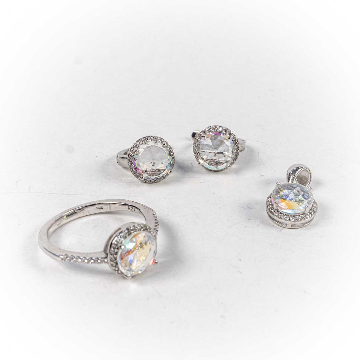 Set Bijuterii STILL Argint 925 - Pandantiv,  Inel,  Cercei, Zirconia, Marime Inel 8, Incolor