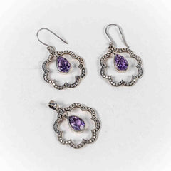 Set Bijuterii STILL Argint 925 - Pandantiv, Cercei, Ametist, Violet