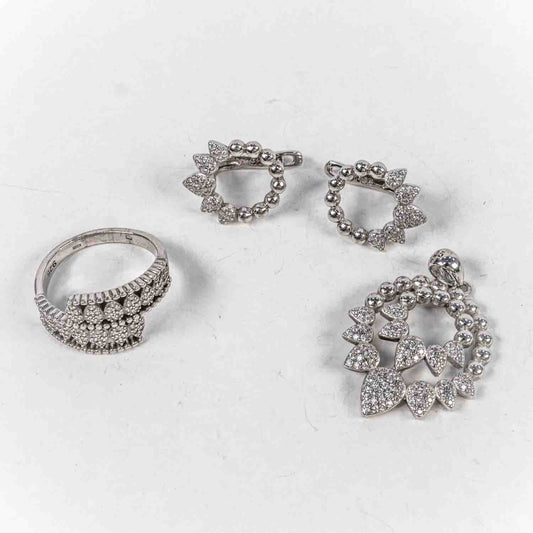 Set Bijuterii STILL Argint 925 - Pandantiv,  Inel,  Cercei, Zirconia, Marime Inel 8, Incolor