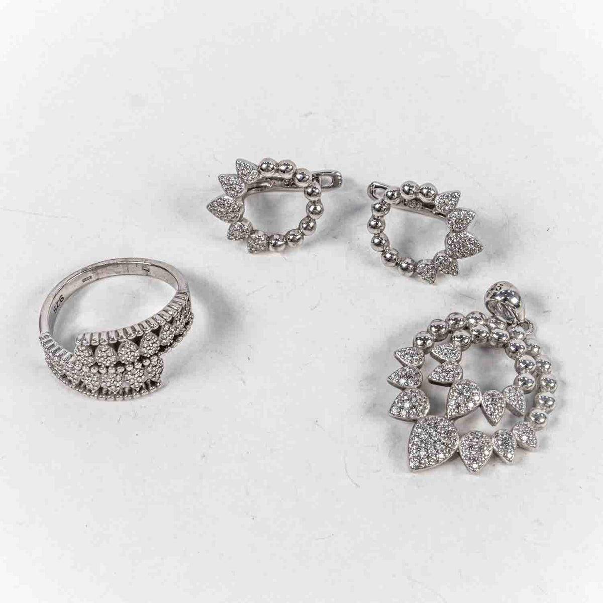 Set Bijuterii STILL Argint 925 - Pandantiv,  Inel,  Cercei, Zirconia, Marime Inel 8, Incolor