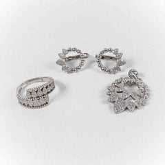 Set Bijuterii STILL Argint 925 - Pandantiv,  Inel,  Cercei, Zirconia, Marime Inel 8, Incolor