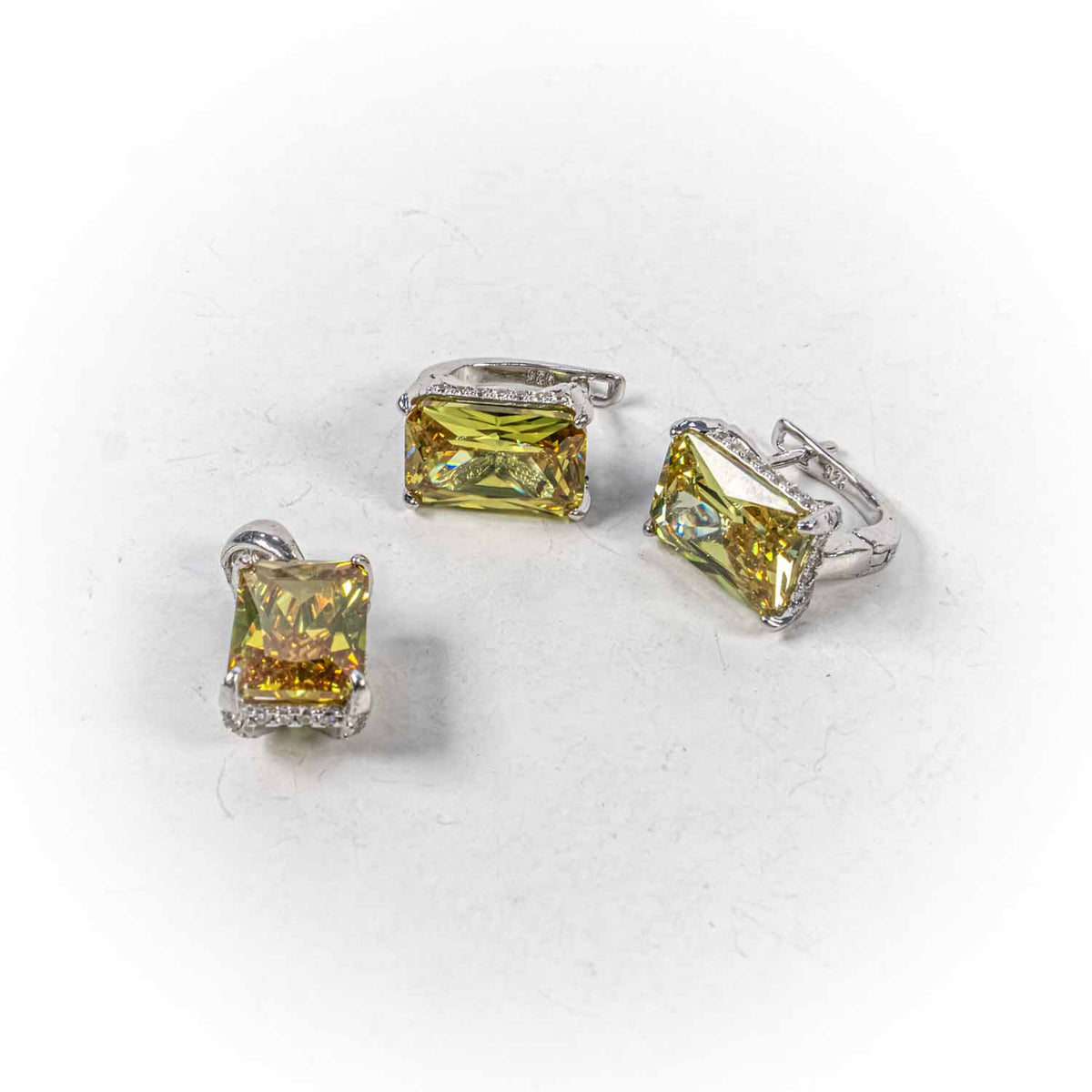 Set Bijuterii STILL Argint 925 - Pandantiv, Cercei, Citrin, Galben