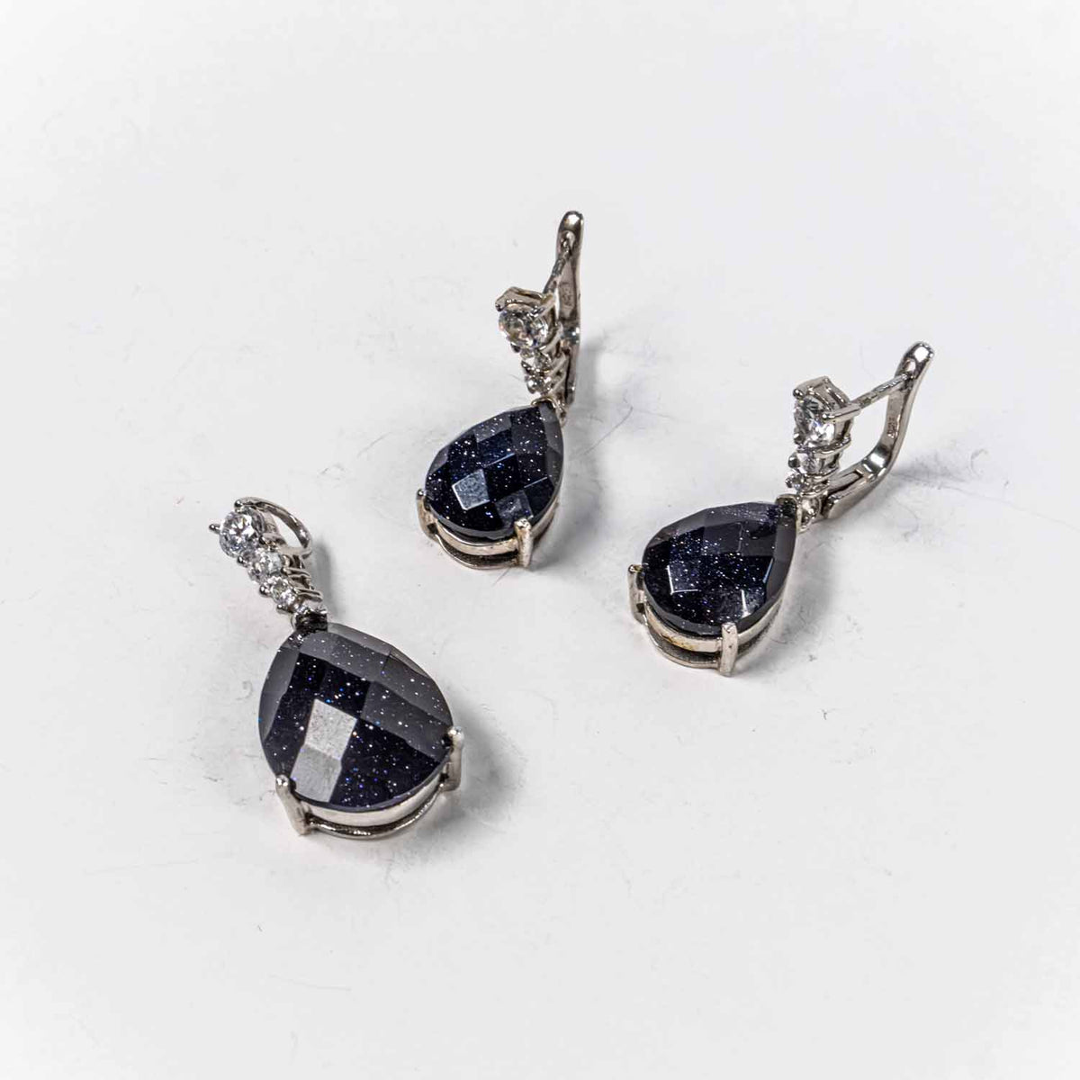 Set Bijuterii STILL Argint 925 - Pandantiv, Cercei, Piatra Soarelui, Albastru