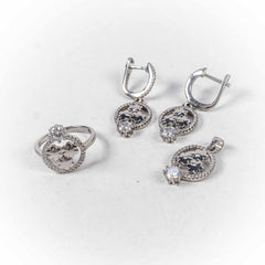 Set Bijuterii STILL Argint 925 - Pandantiv,  Inel,  Cercei, Zirconia, Marime Inel 8, Incolor