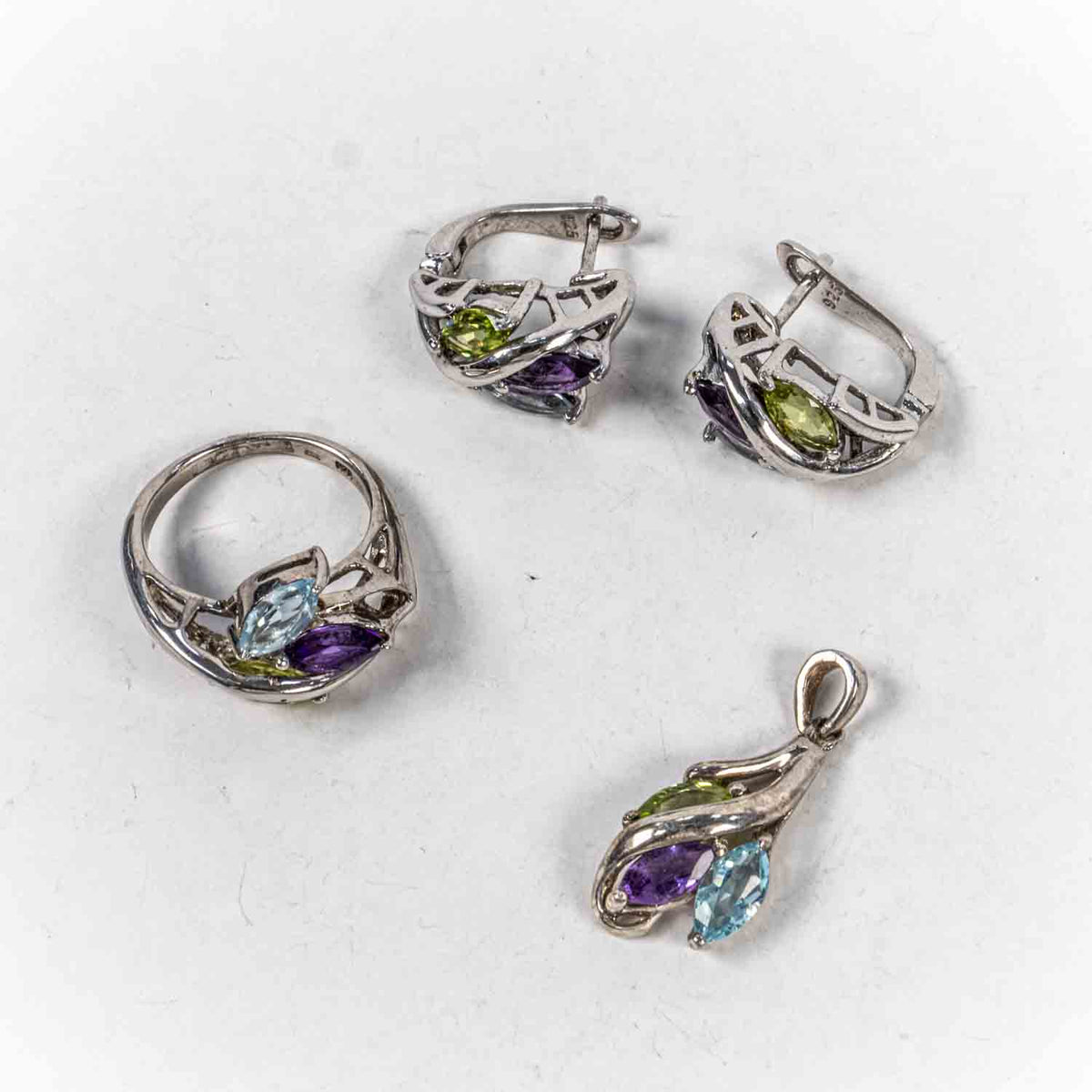 Set Bijuterii STILL Argint 925 - Pandantiv,  Inel,  Cercei, Zirconia, Marime Inel 7, Multicolor