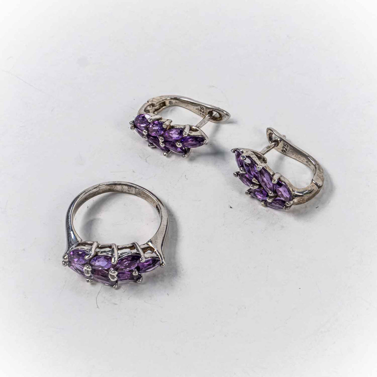 Set Bijuterii STILL Argint 925 - Pandantiv,  Inel,  Cercei, Zirconia, Marime Inel 7, Violet