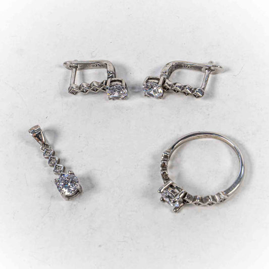 Set Bijuterii STILL Argint 925 - Pandantiv,  Inel,  Cercei, Zirconia, Marime Inel 7, Incolor
