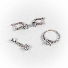 Set Bijuterii STILL Argint 925 - Pandantiv,  Inel,  Cercei, Zirconia, Marime Inel 7, Incolor