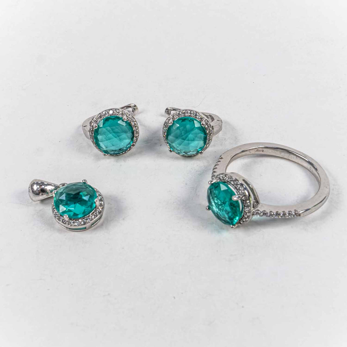 Set Bijuterii STILL Argint 925 - Pandantiv,  Inel,  Cercei, Zirconia, Marime Inel 7, Turcoaz