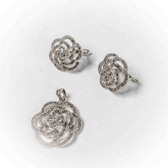 Set Bijuterii STILL Argint 925 - Pandantiv, Cercei, Marcasite, Gri Metalic