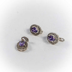 Set Bijuterii STILL Argint 925 - Pandantiv, Cercei, Ametist si Marcasite, Violet