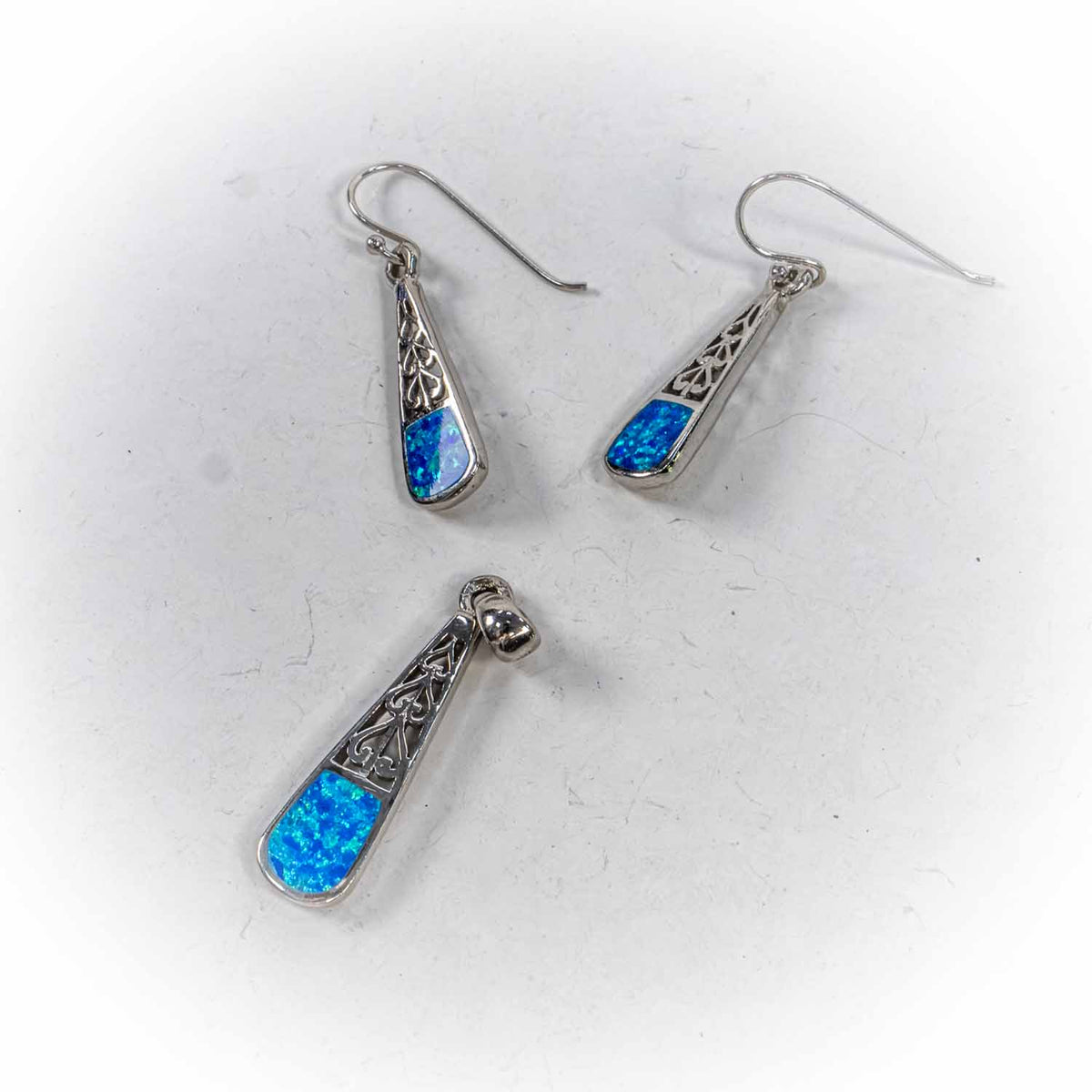 Set Bijuterii STILL Argint 925 - Pandantiv, Cercei, Opal, Albastru