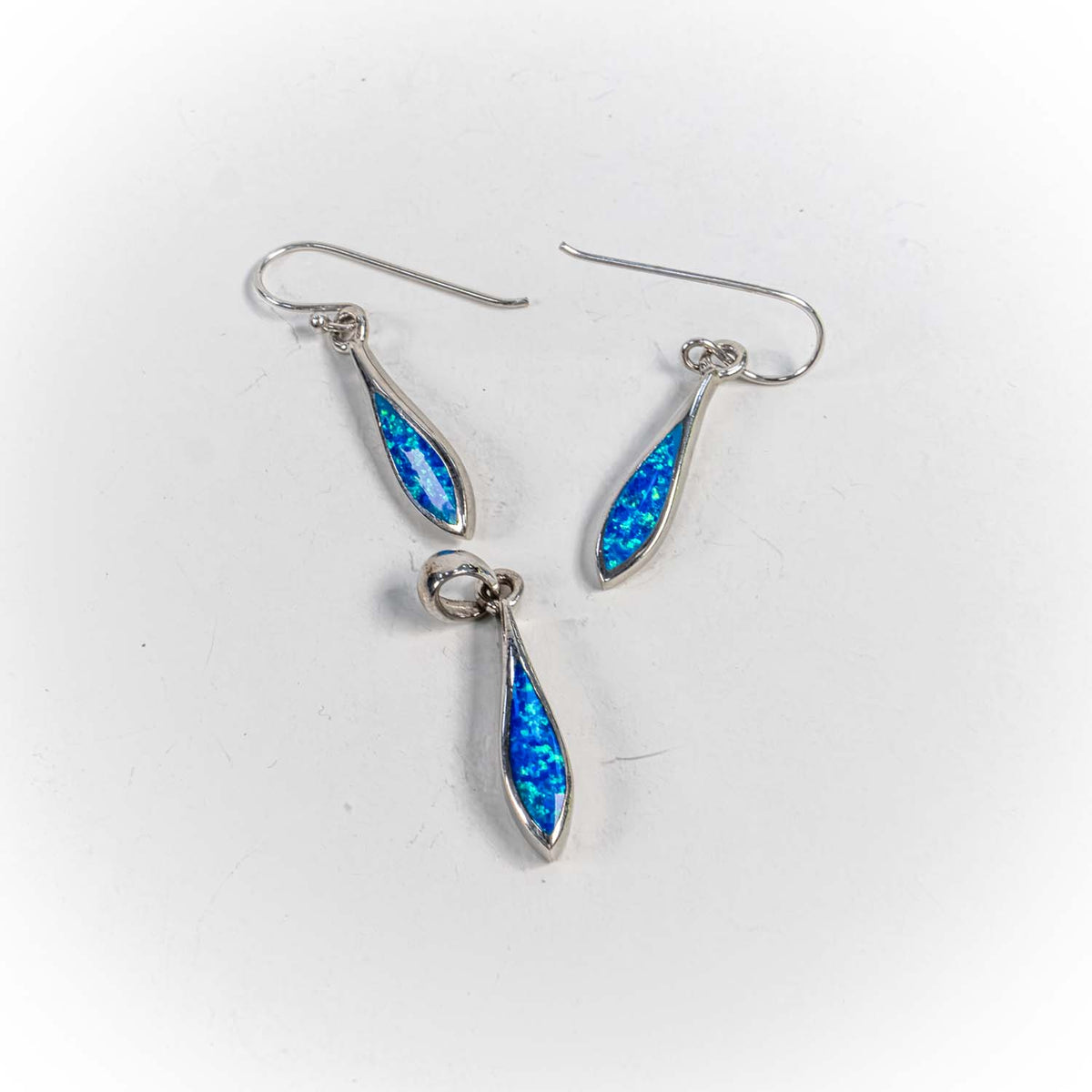 Set Bijuterii STILL Argint 925 - Pandantiv, Cercei, Opal, Albastru