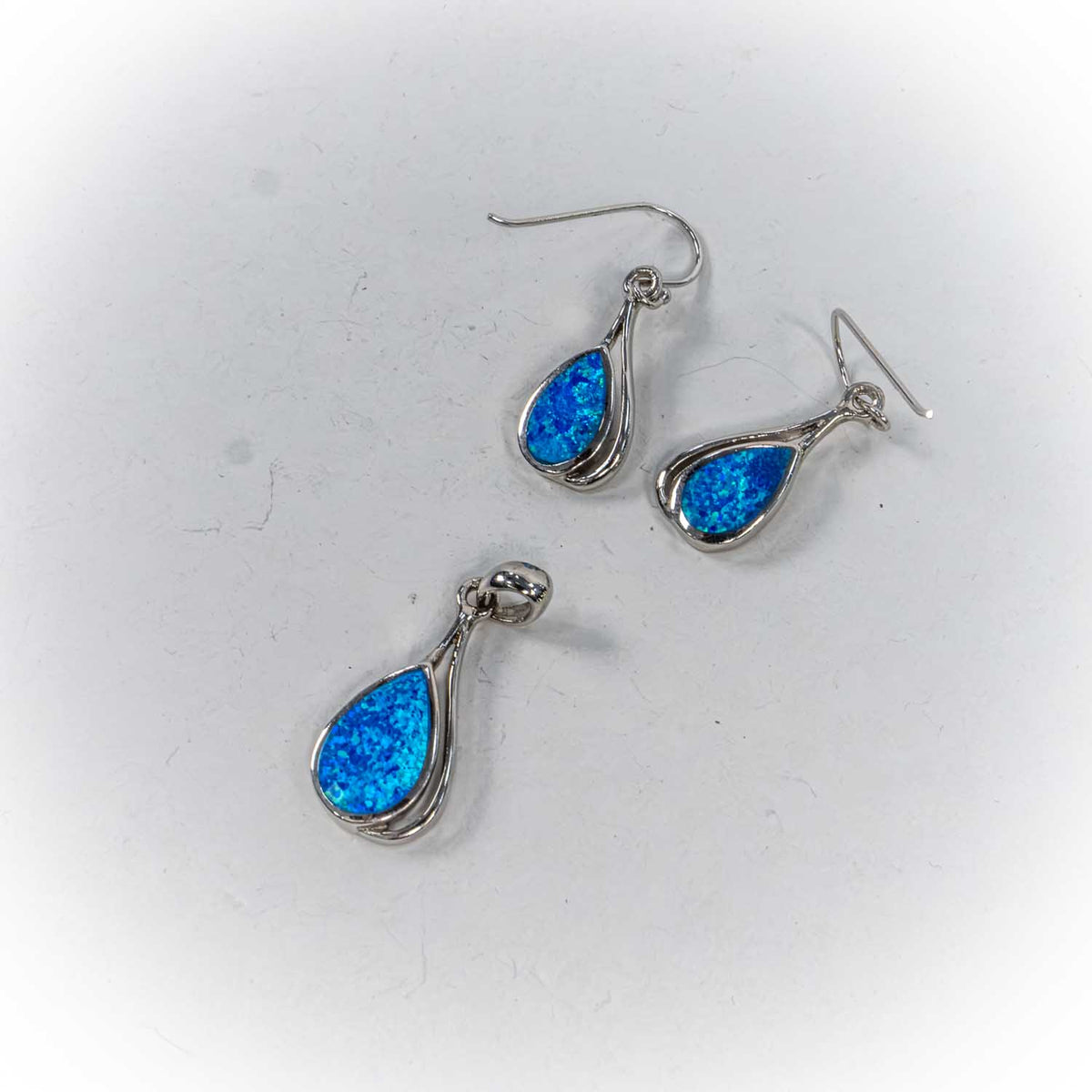 Set Bijuterii STILL Argint 925 - Pandantiv, Cercei, Opal, Albastru