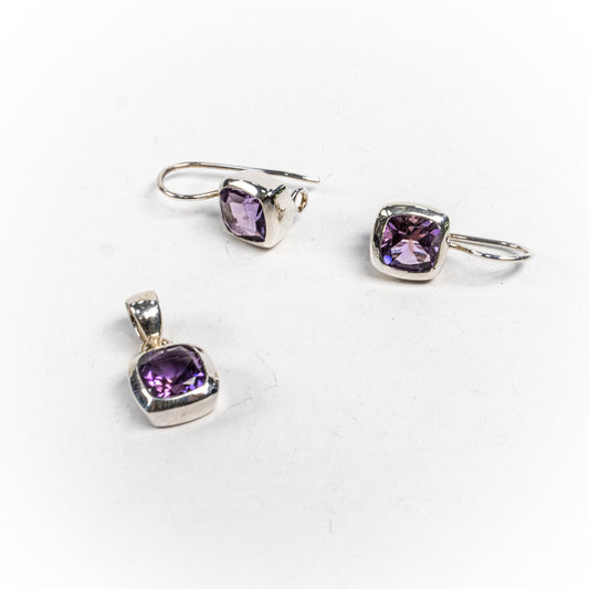 Set Bijuterii STILL Argint 925 - Pandantiv, Cercei, Ametist, Violet