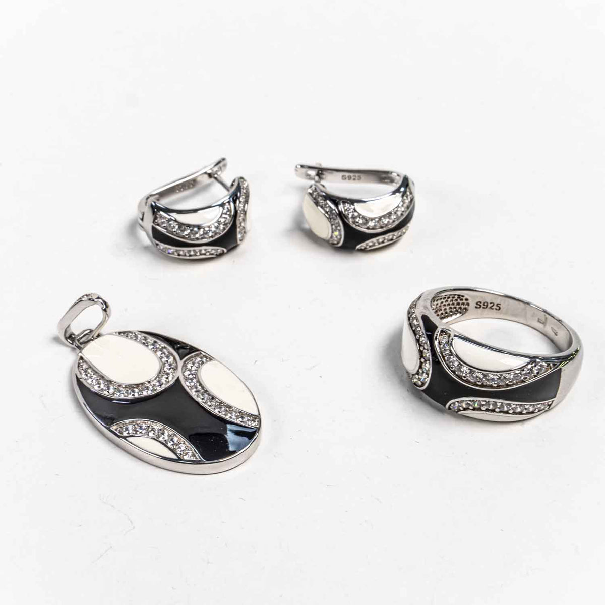 Set Bijuterii STILL Argint 925 - Pandantiv,  Inel,  Cercei, Email, Marime Inel 9, Multicolor