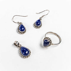 Set Bijuterii STILL Argint 925 - Pandantiv,  Inel,  Cercei, Lapiz Lazuli, Marime Inel 8, Albastru intens