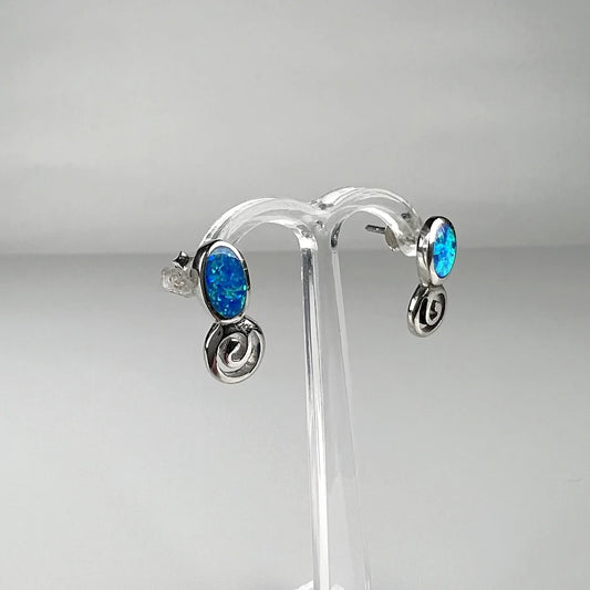 Cercei opal cu șurub din argint 925, 10 mm - vedere 1