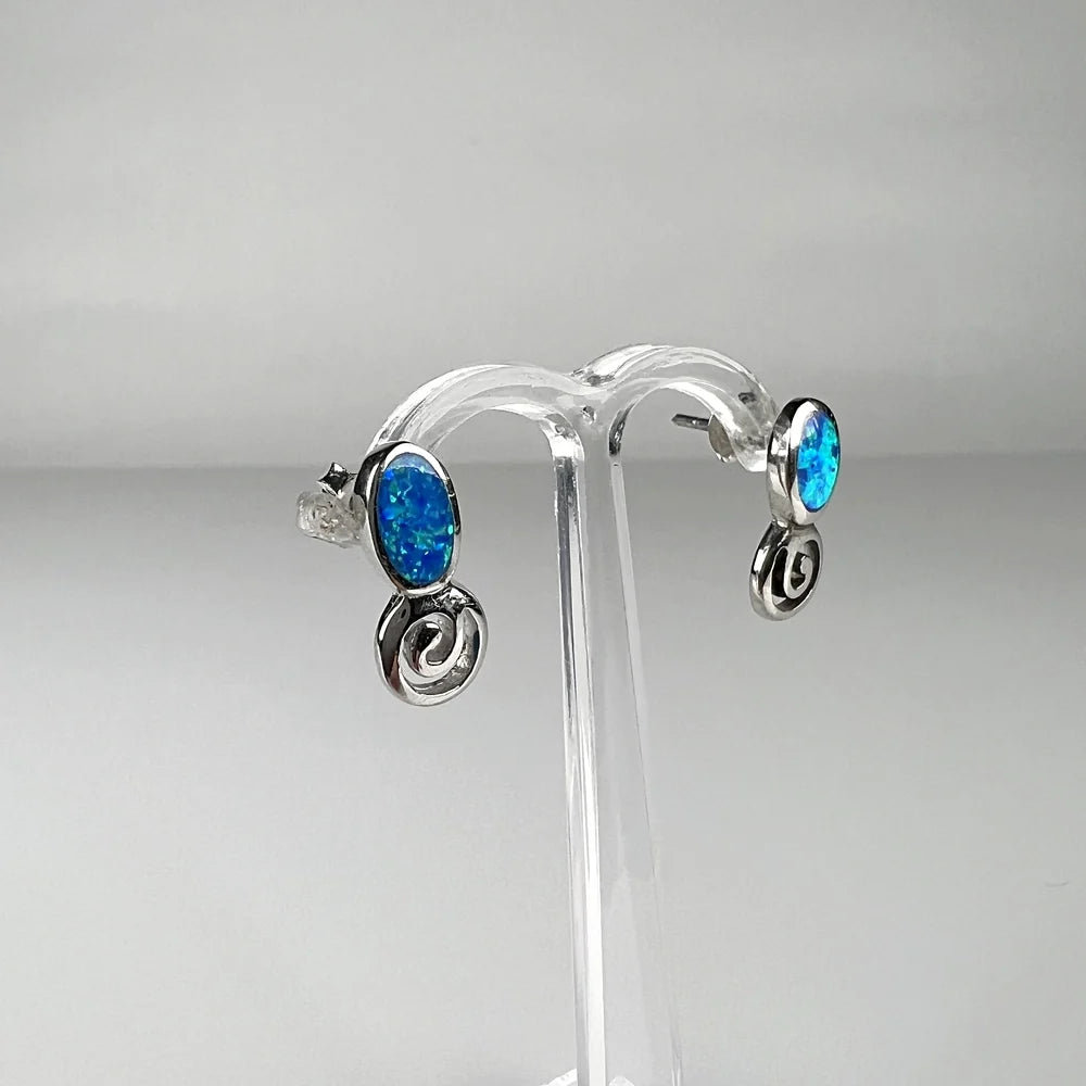 Cercei opal cu șurub din argint 925, 10 mm - vedere 1