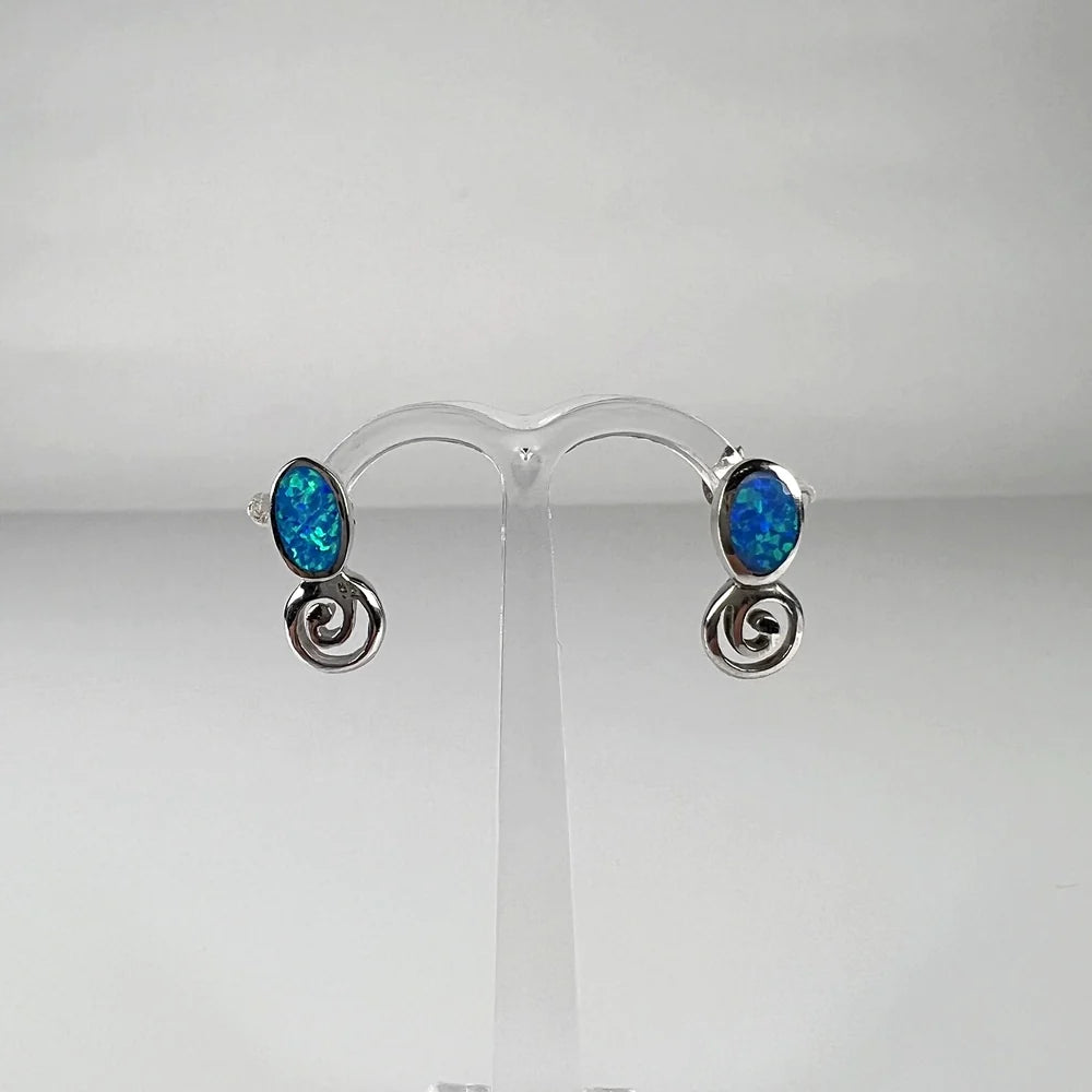 Cercei opal cu șurub din argint 925, 10 mm - vedere 2