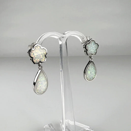 Cercei opal cu șurub din argint 925, 20mm - vedere 1