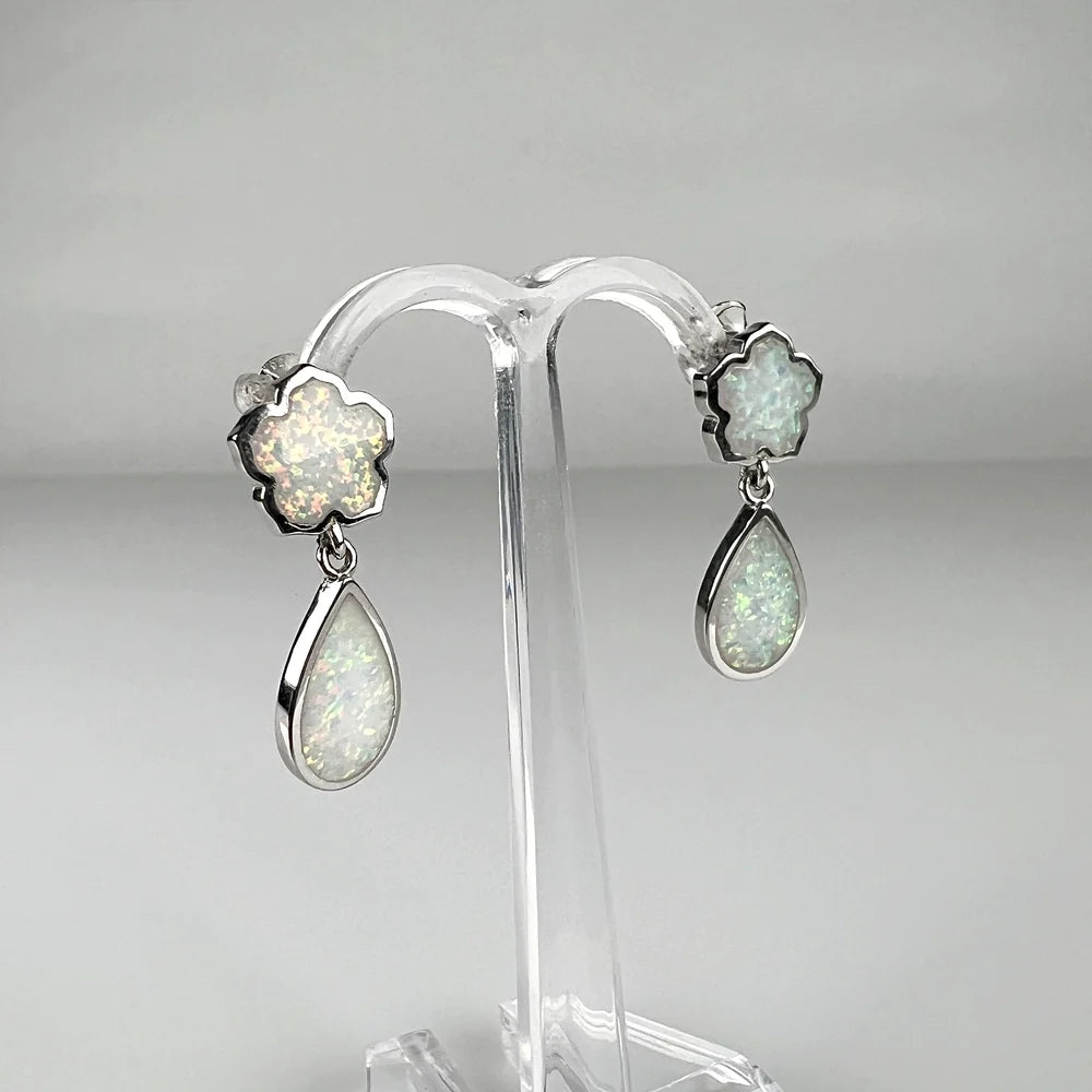 Cercei opal cu șurub din argint 925, 20mm - vedere 1