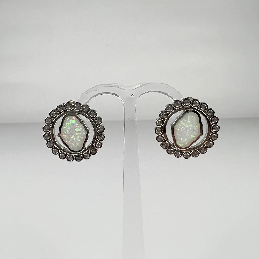 Cercei opal cu surub din argint 925 - 15mm - vedere 2