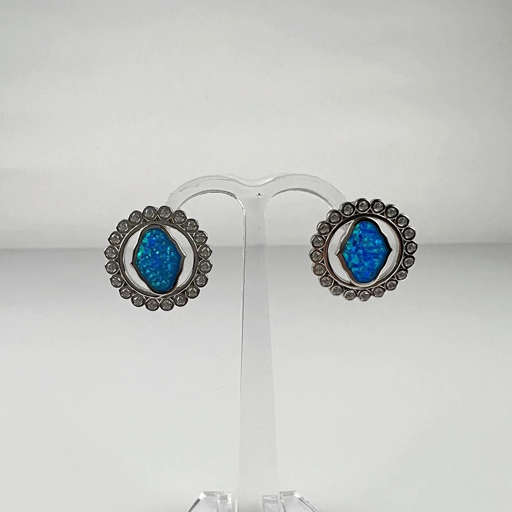 Cercei opal cu surub din argint 925 - 15mm - vedere 2