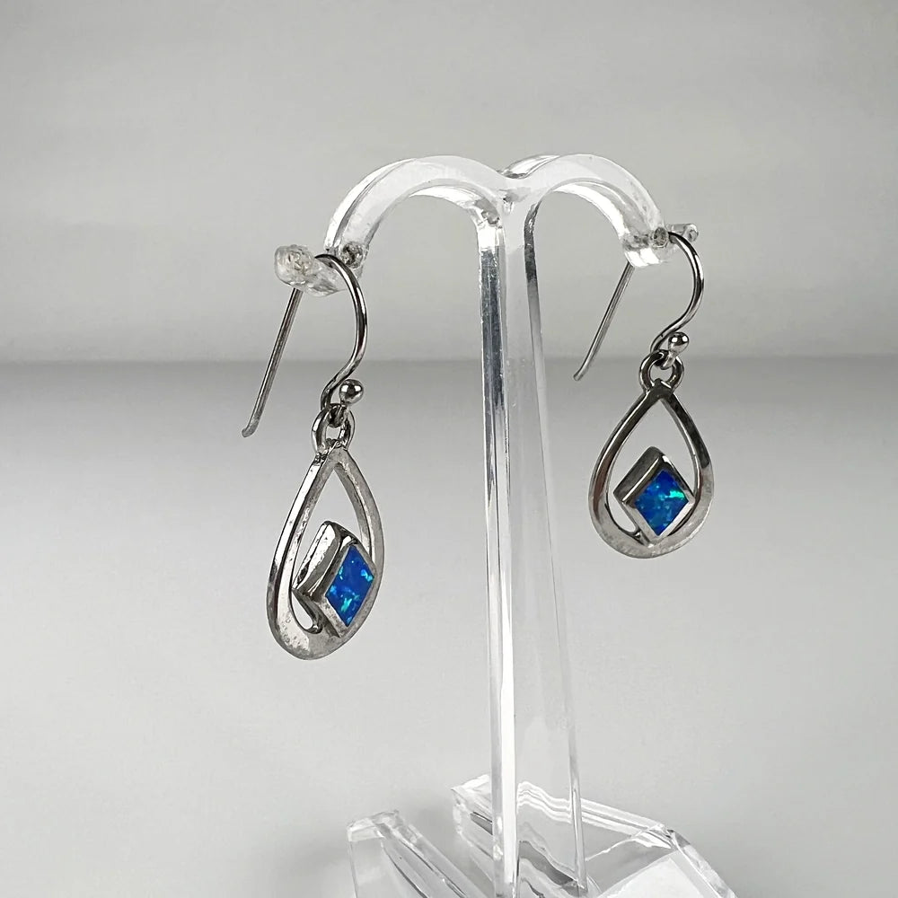 Cercei drop opal cu carlig din argint 925 - 15mm - vedere 1