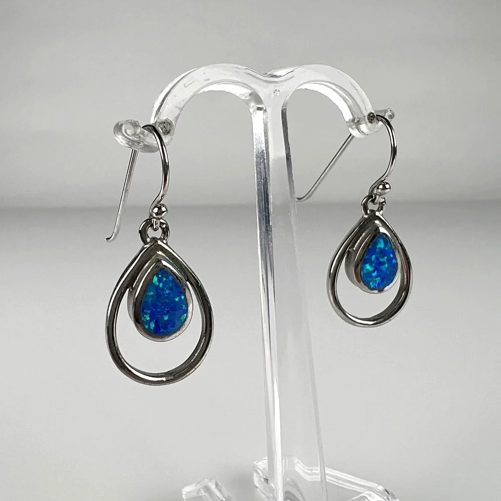 Cercei drop opal cu carlig din argint 925 - 15mm - vedere 1