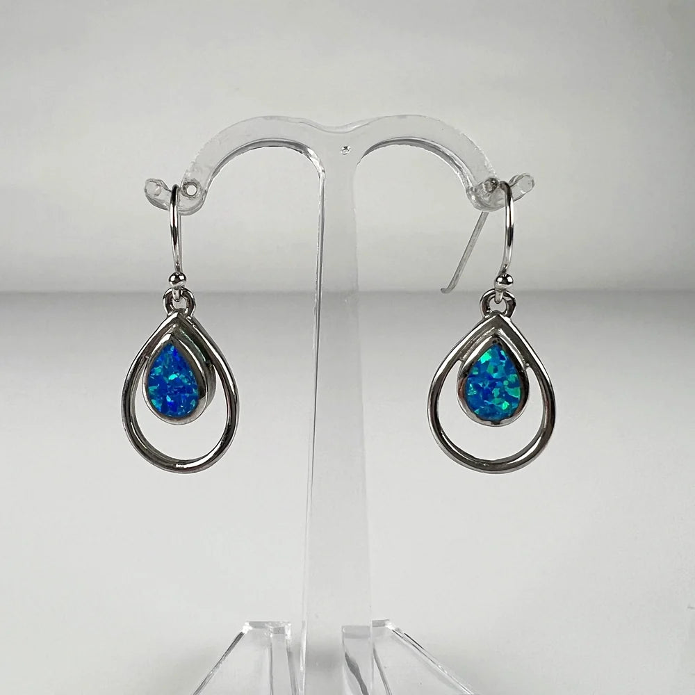 Cercei drop opal cu carlig din argint 925 - 15mm - vedere 2