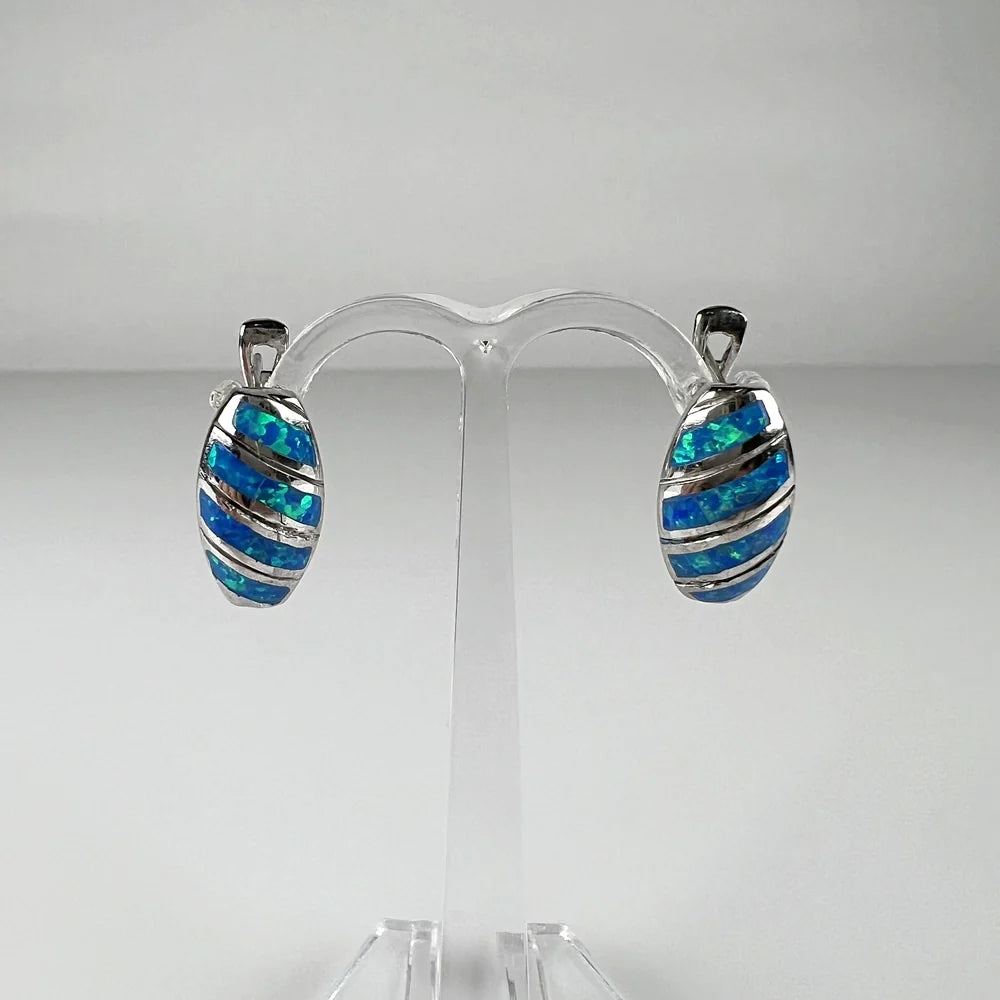 Cercei drop opal leverback argint 925 - 20mm - vedere 2