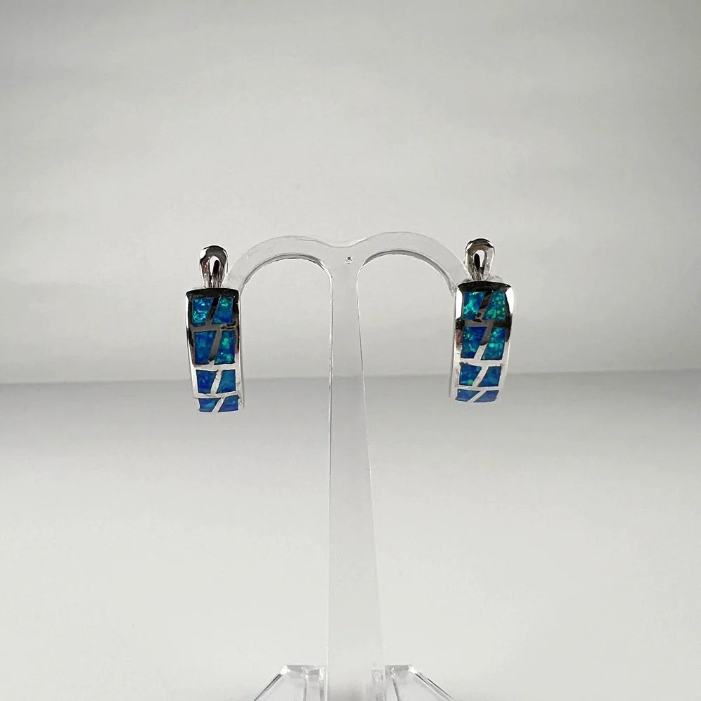 Cercei drop opal leverback din argint 925, 20 mm - vedere 2