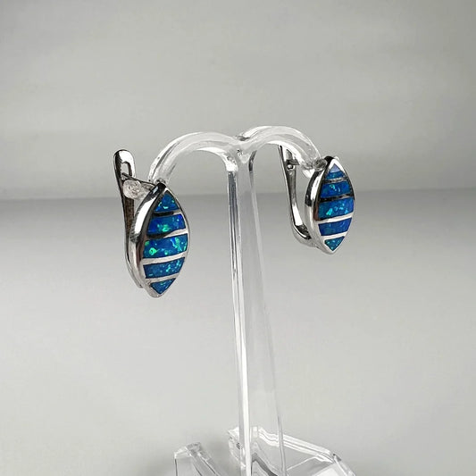 Cercei drop opal leverback din argint 925, 15 mm - vedere 1