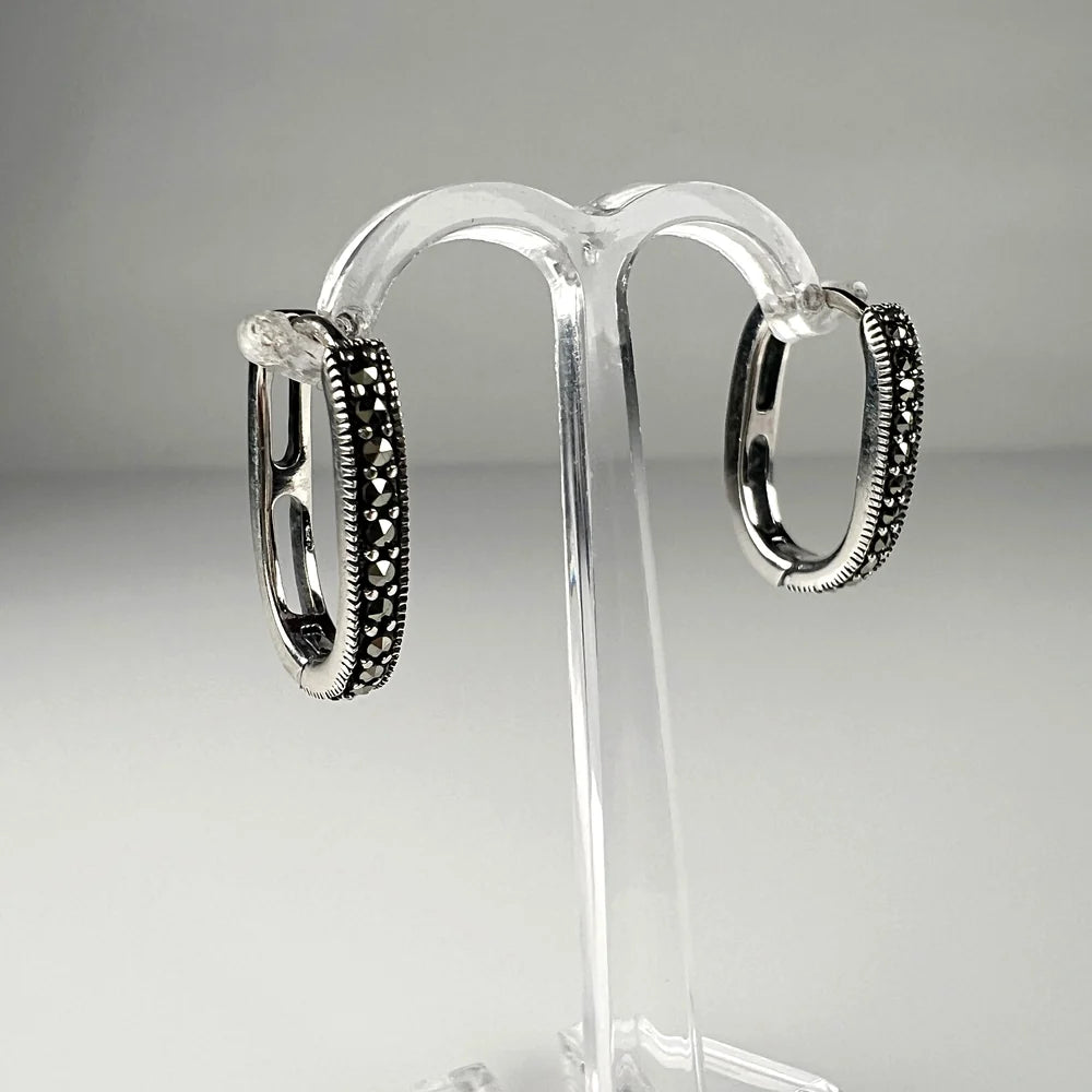 Cercei creole marcasite argint 925 - 19mm - vedere 1