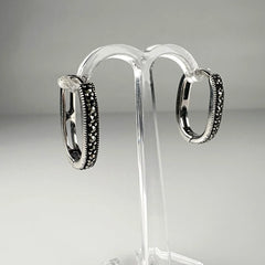 Cercei creole marcasite argint 925 - 19mm - vedere 1