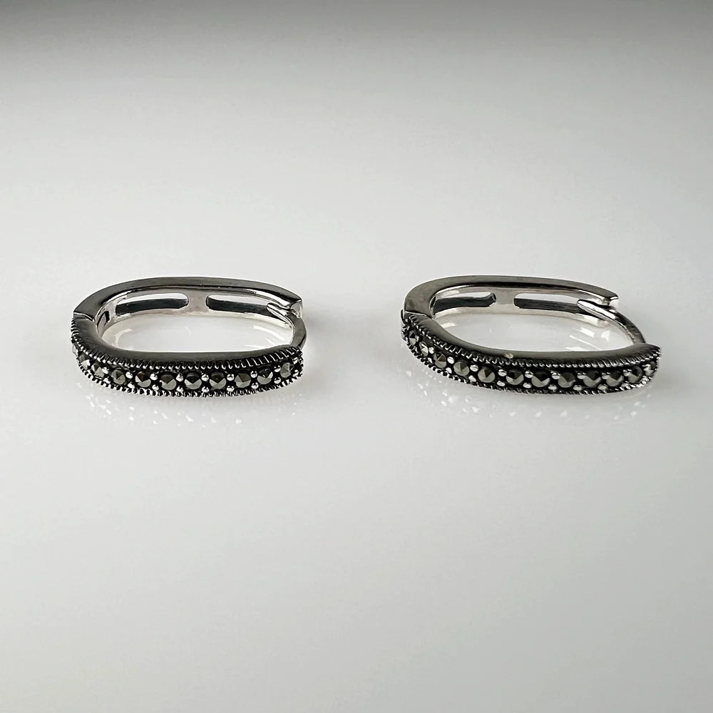 Cercei creole marcasite argint 925 - 19mm - vedere 2