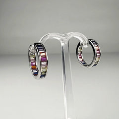 Cercei creole argint 925 cu zirconia 18mm prindere continua - vedere 1