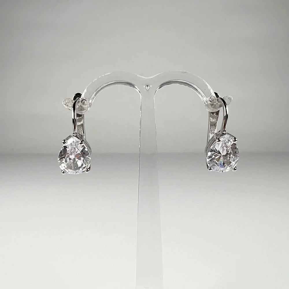 Cercei drop zirconia cu prindere leverback din argint 925 - vedere 1